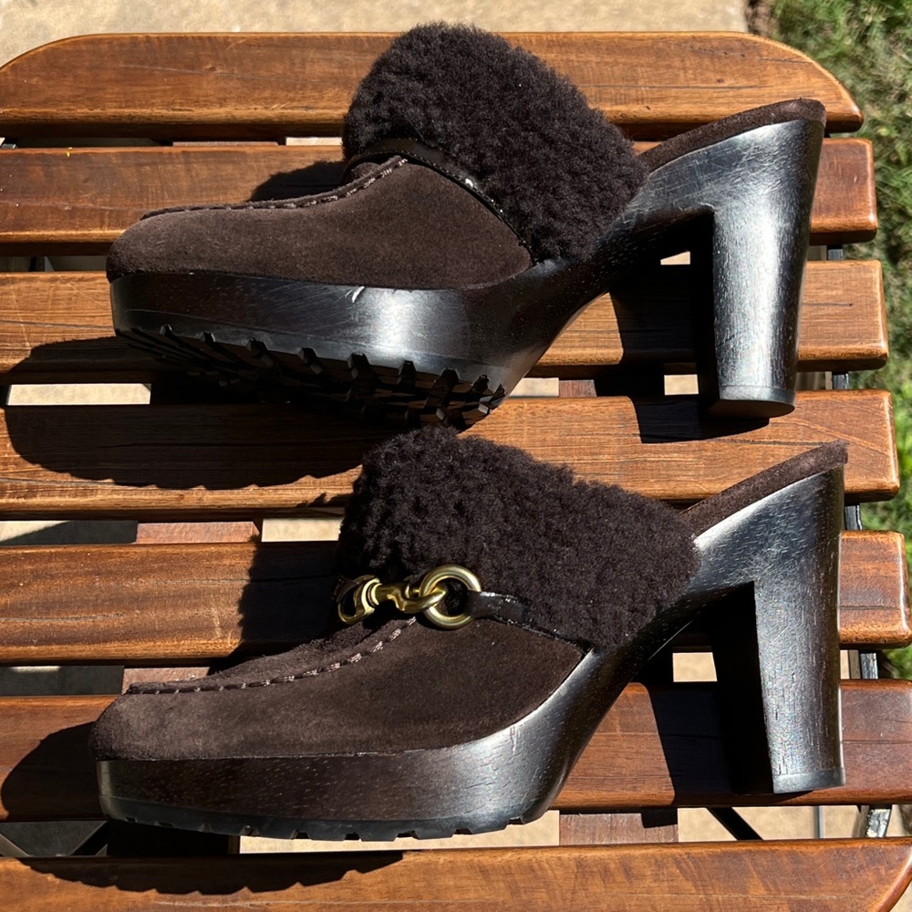 COACH Y2K Idyle Suede Platform Clogs Mules 9 - Picture 6 of 9